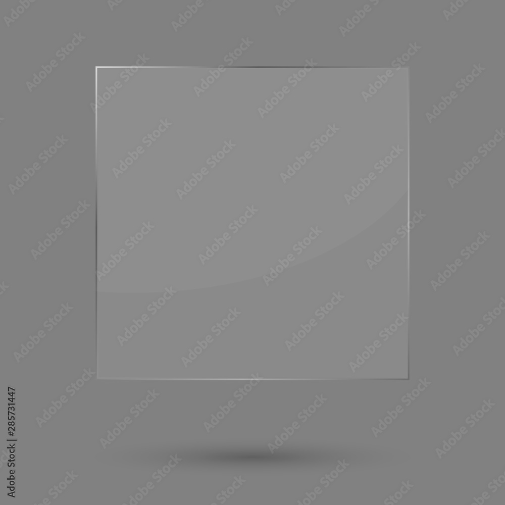 Fototapeta premium Glass banner design template, isolated frame, glass framework, vector illustration