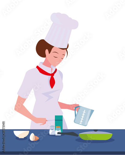 woman chef food preparation cooking