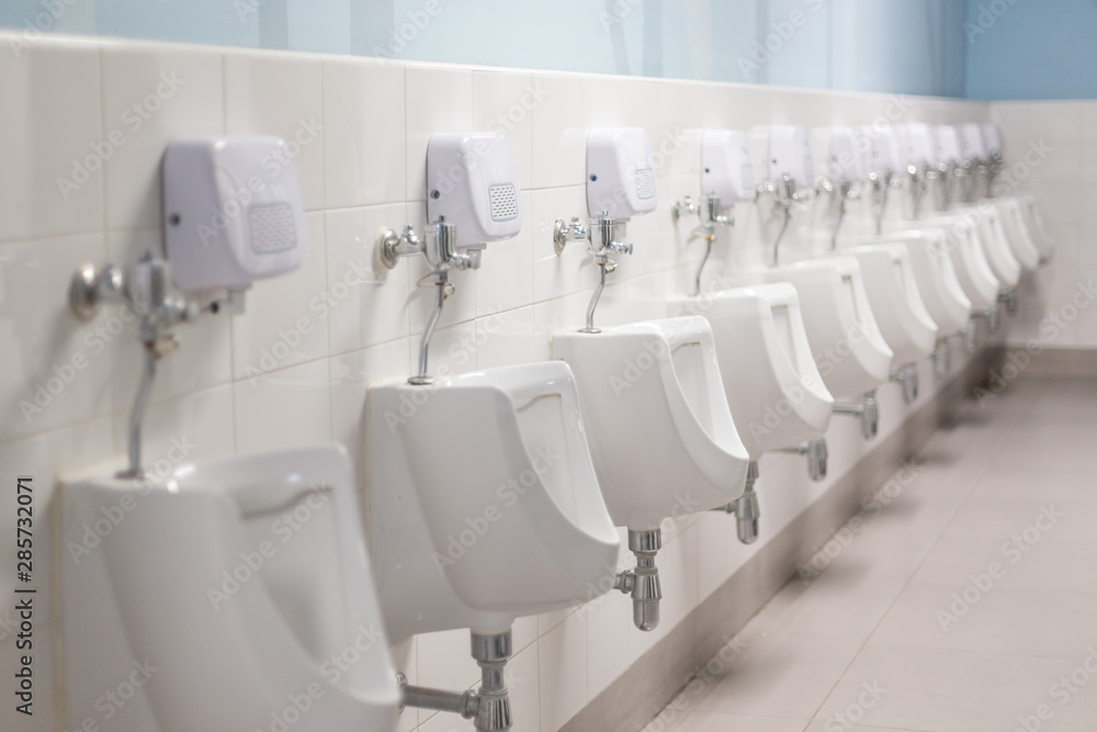 Fototapeta premium Selective focus of Urinals in bathroom