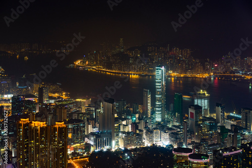 Hong Kong cityscape at night , View from Victoria Harbour © nithid18