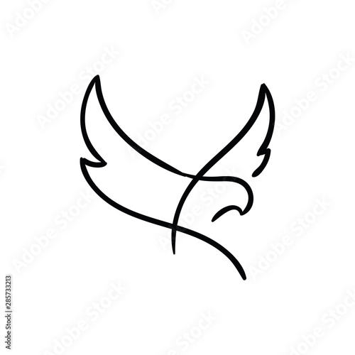 Beauty hovering dove bird simple elegance flat logo design template