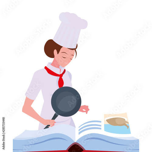 women characters chef cooking vector ilustration