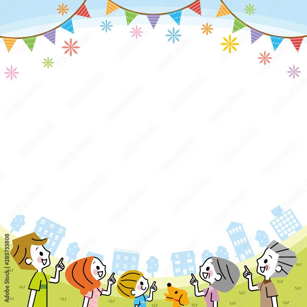 家族　フレーム　笑顔