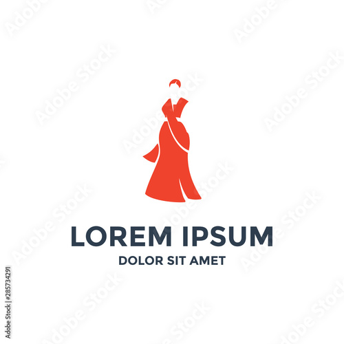 India woman dress simple flat modern logo design template