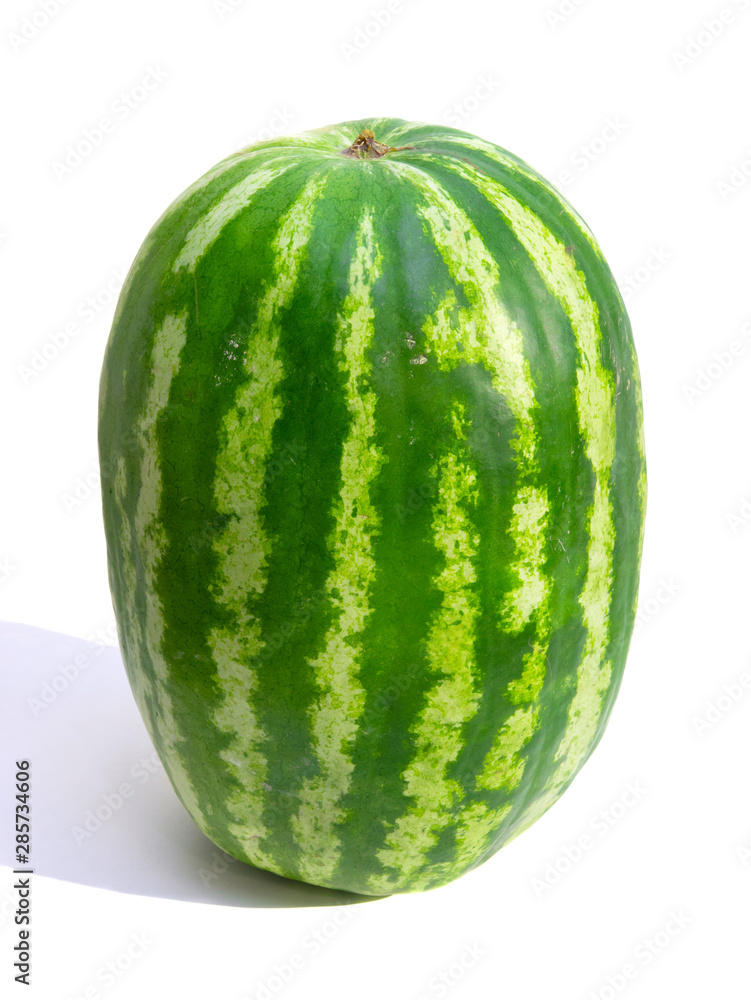 Watermelon green isolated on a white background, oblong watermelon. Watermelon green isolated on a white background, oblong watermelon.