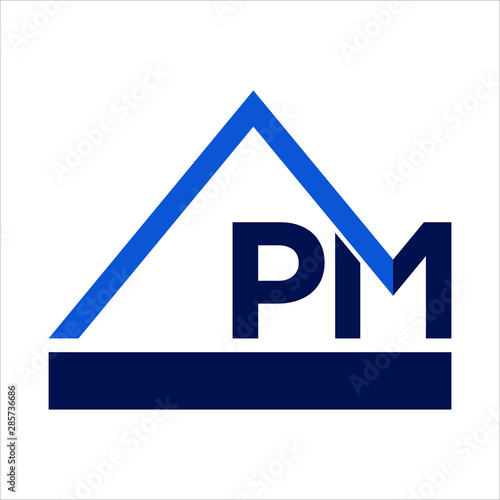 Letter P and M home Vector logo.
