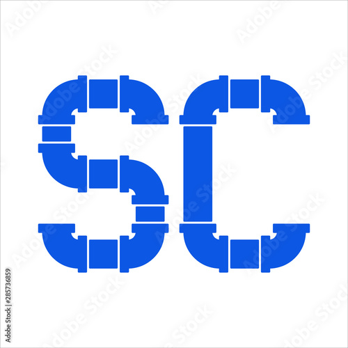 letter S and C for plumbing company. vector logo.