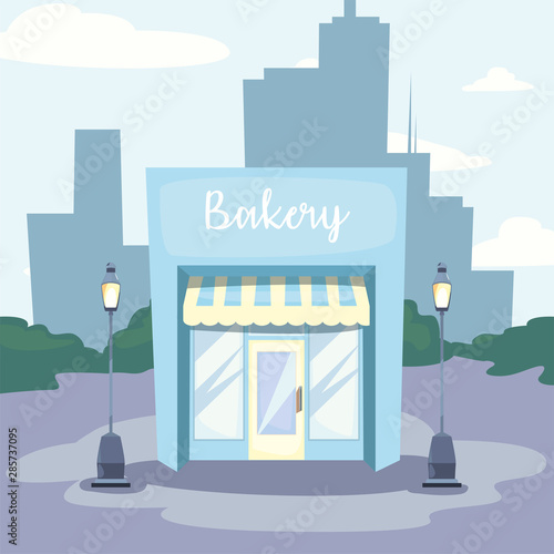 street market commerce flat design