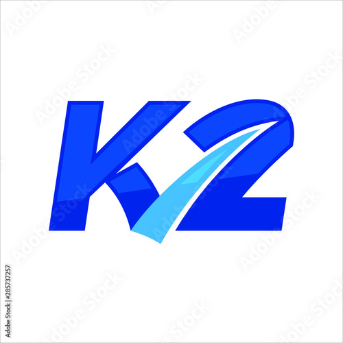 Letter K and number 2 (Two). Vector logo.