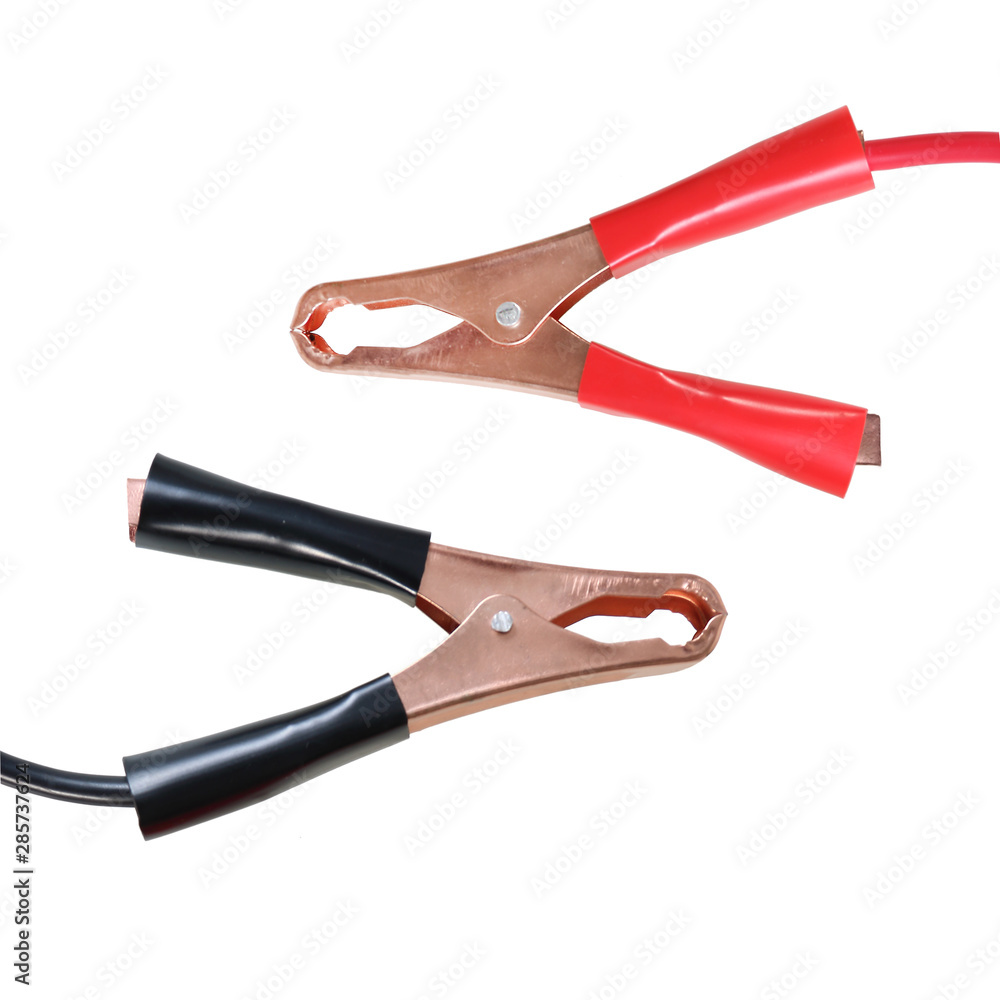 Terminal wires clip cables isolated on white background with clipping path Terminal wires clip cables isolated on white background with clipping path