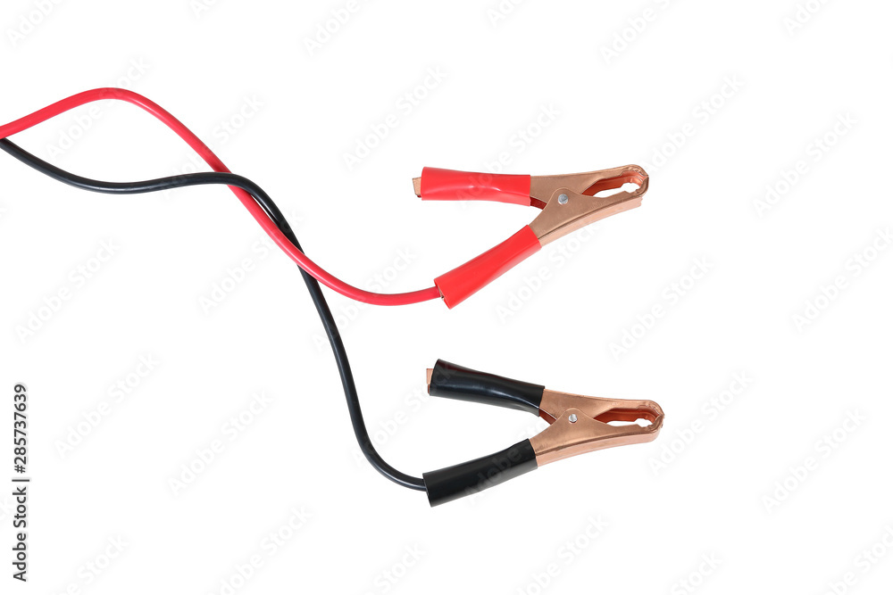 Terminal wires clip cables isolated on white background with clipping path Terminal wires clip cables isolated on white background with clipping path