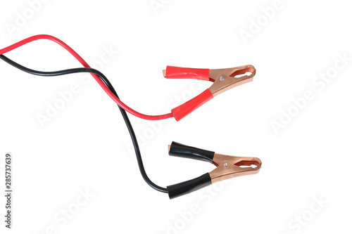 Terminal wires clip cables isolated on white background with clipping path