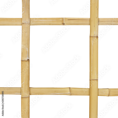 Bamboo rail or fence isolated on white background with clipping path