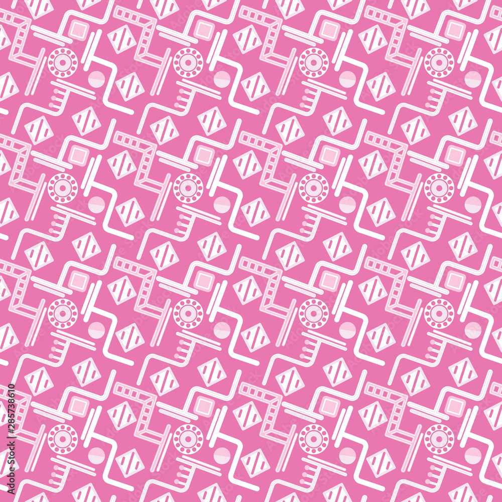 pink monochrome stippled intricate geometric seamless pattern design for textile, fabric, wallpaper, backgrounds, backdrop, posters and banner templates. the design is seamless. 