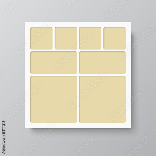 Vector empty collage board eight frames, photo