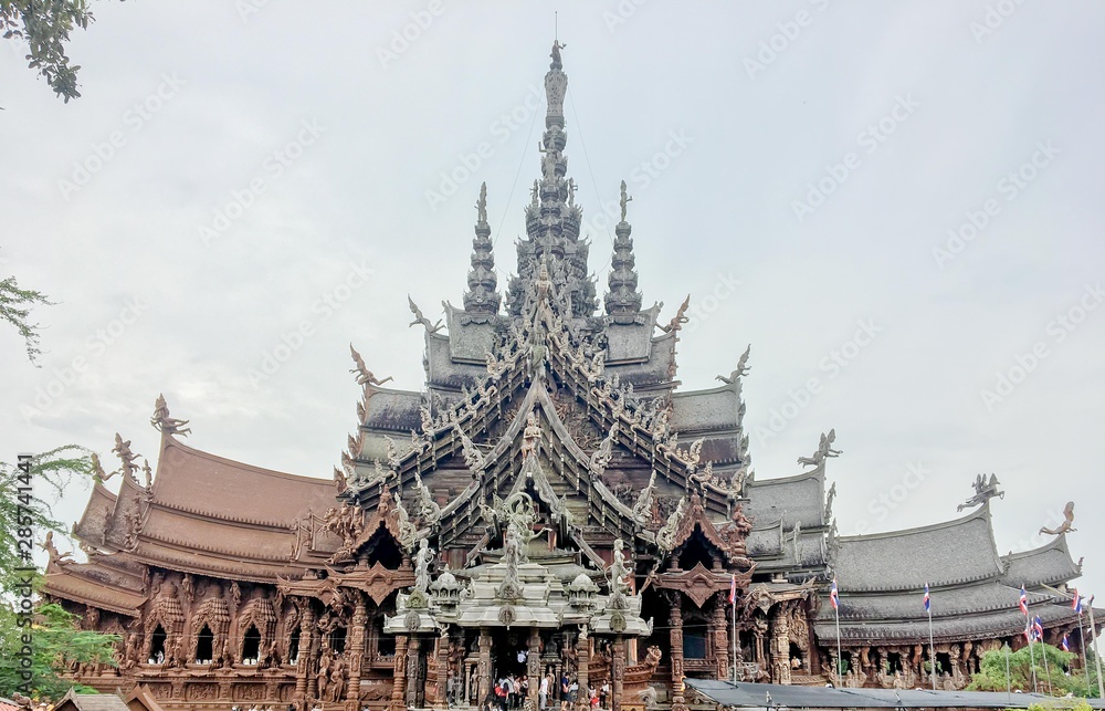 Naklejka premium Building made of wood in thailand