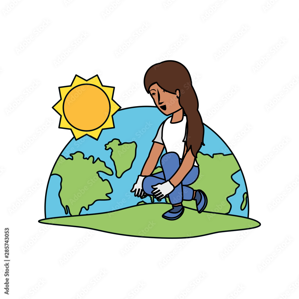Naklejka premium Avatar woman with planet design