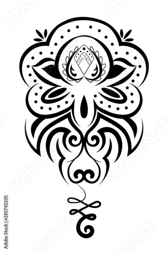 beautiful tattoo of a Lotus flower.tribal style.vector