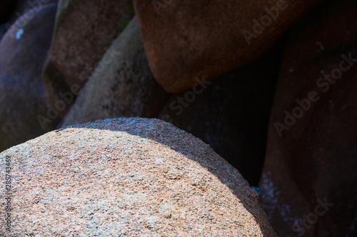 Granite pink boulders near Plumanach. The coast of Pink Granite is a unique place in Brittany. France photo