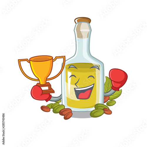 Boxing winner pistachio oil isolated with the cartoon