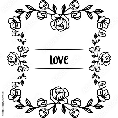 Cute card for text love with texture modern rose wreath frame. Vector