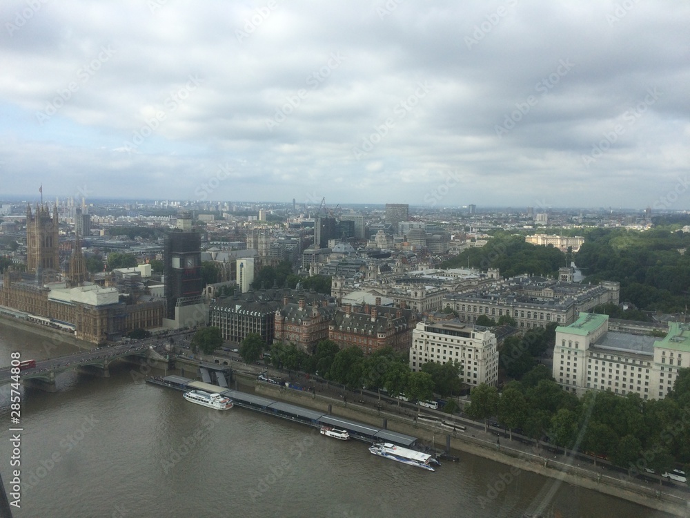 aerial view of london and thames river from london eye