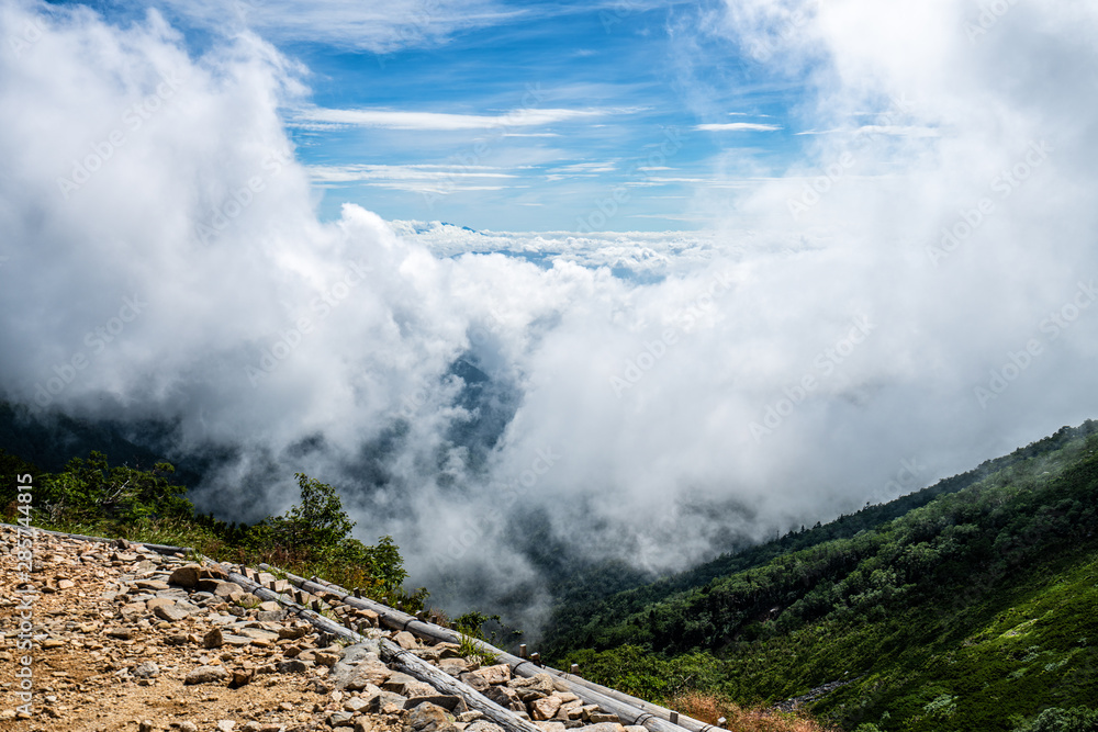 Breathtaking views from the summit of Mt. Jonen.  Nagano Prefecture, Japan.  