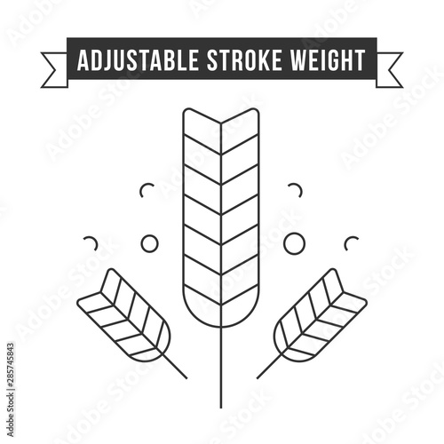 Simple flat design linear minimalistic vector icon illustrated with detailes. Wheat crop golden branch. Oktoberfest icon symbol.