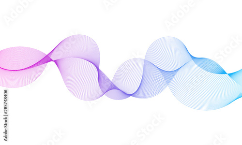 Abstract colorful equalizer wavy lines element isolated on white background. Creative smooth line art design.