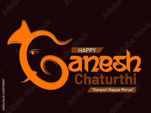 Happy Ganesh Chaturthi. creative  calligraphy for indian festival ganesh chaturthi with abstract background. typographic, logo or badges. Usable for greeting cards,print, t-shirts,posters and banners.