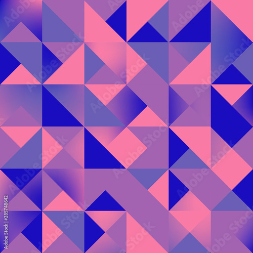 Geometric triangle seamless repeat pattern. You can enjoy this holographic-inspired purple, pink, and blue seamless pattern on packaging, wallpaper, backgrounds, or any way you like it!