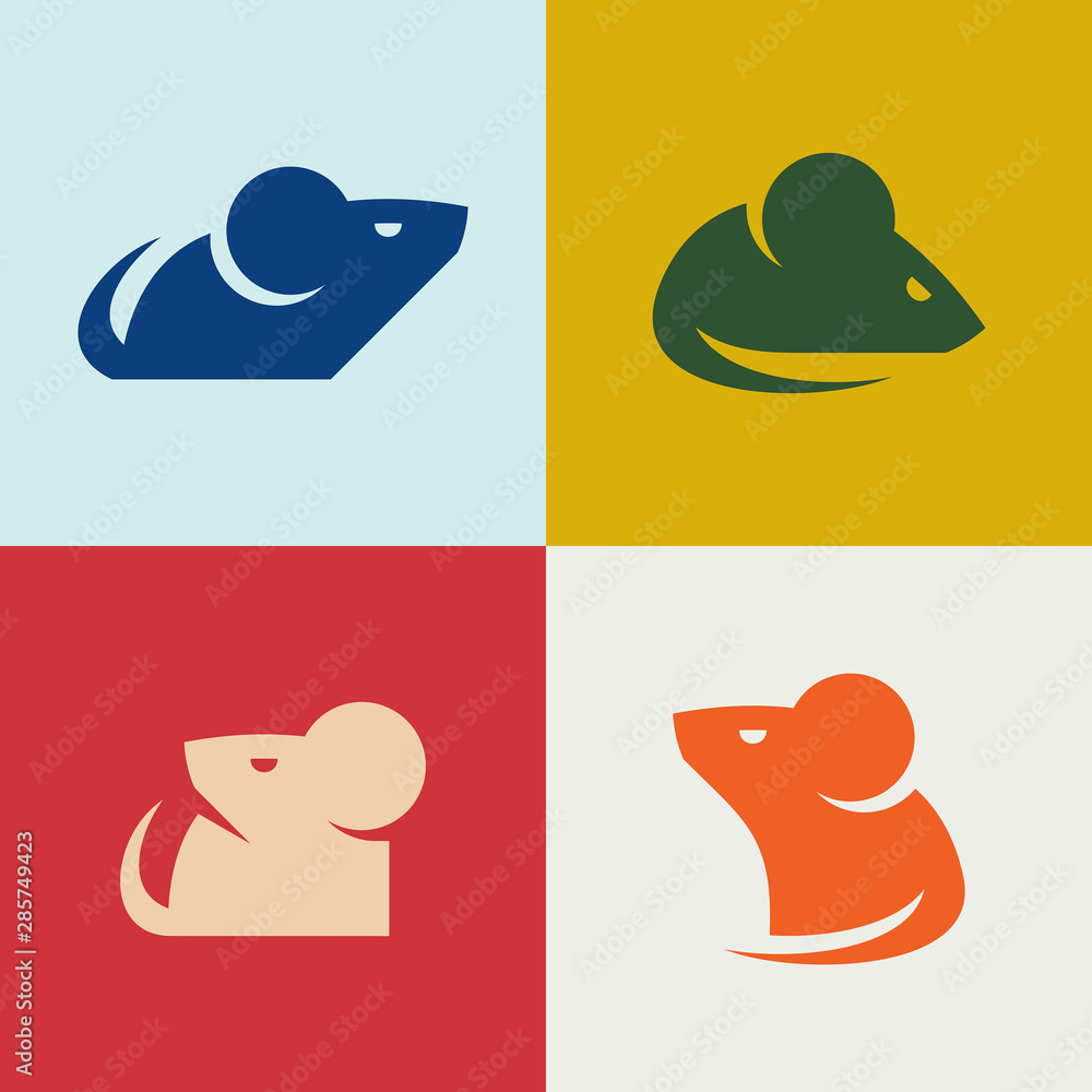 Set of Mouse Logo. Icon design. Template elements