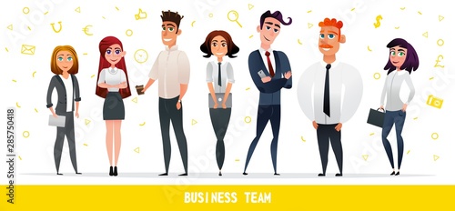 Cartoon People Business Team Characters Flat Style