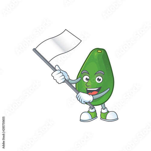 With flag avocado fresh on white background mascot photo