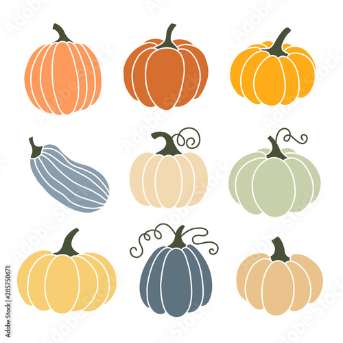 Photo A set of colored icons pumpkin.