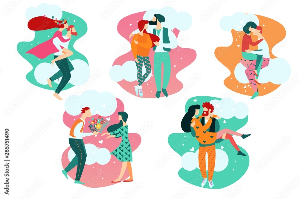 Obraz premium Cartoon People in Romantic Love Relationships