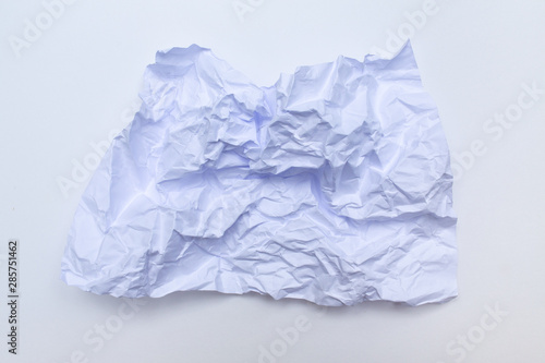 White crumpled paper on white background