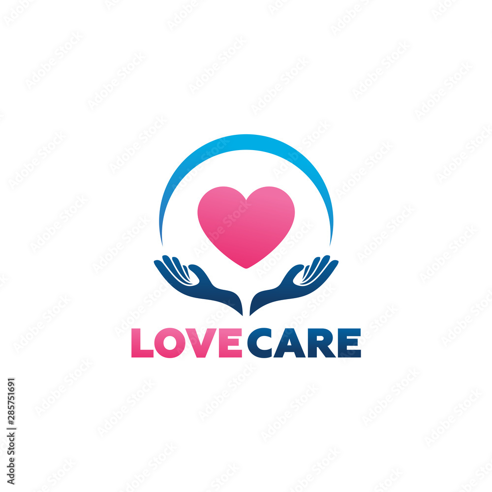 Love Care Logo Template Design Vector, Emblem, Design Concept, Creative Symbol, Icon