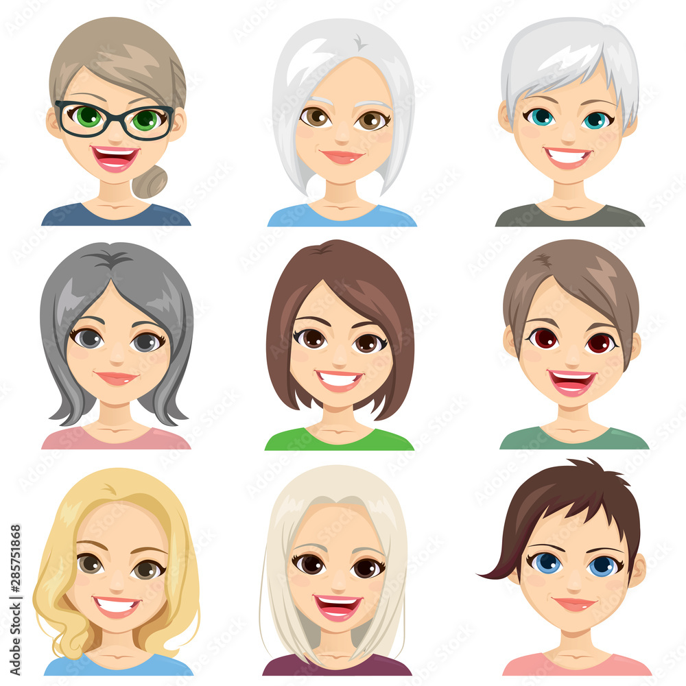 Middle aged and senior women avatar face set collection Middle aged and senior women avatar face set collection