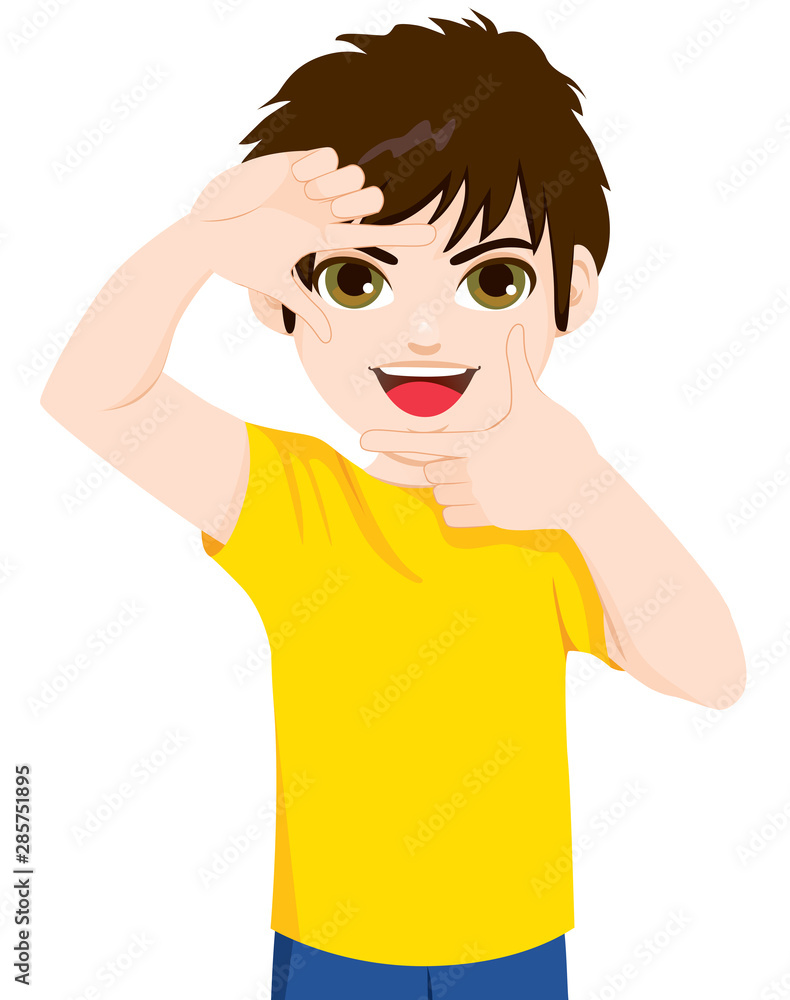 Young happy man making framing gesture with both hands an looking through Young happy man making framing gesture with both hands an looking through
