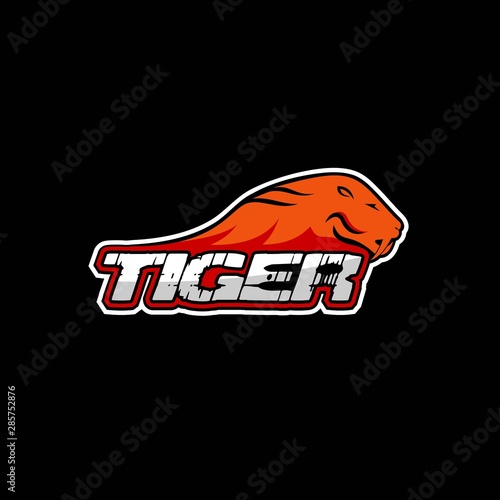Tiger character logo vintage template
