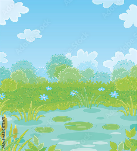 Small picturesque blue pond...