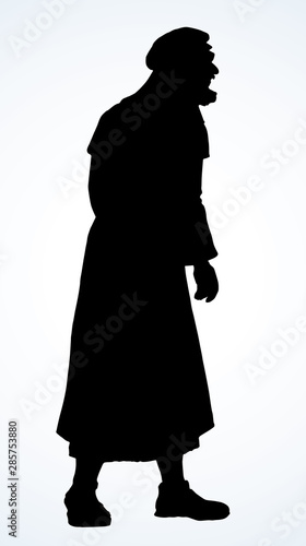 Jewish man in old clothes. Vector drawing