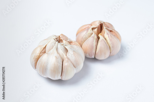 Natural garlic asian specie on white background