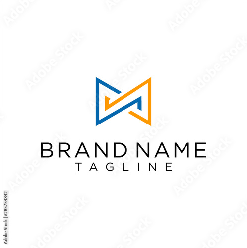 Letter M Logo Lines Connect Idea Logo Stock Vector. Alphabet Initial M Logo Monoline 