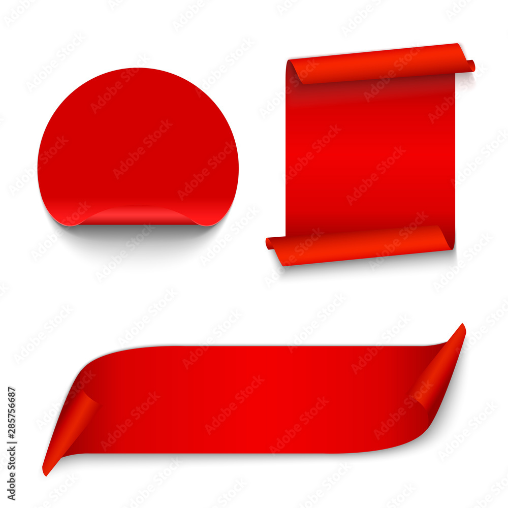 Set of red ribbons and sticker banners for web design. Set of red ribbons and sticker banners for web design.