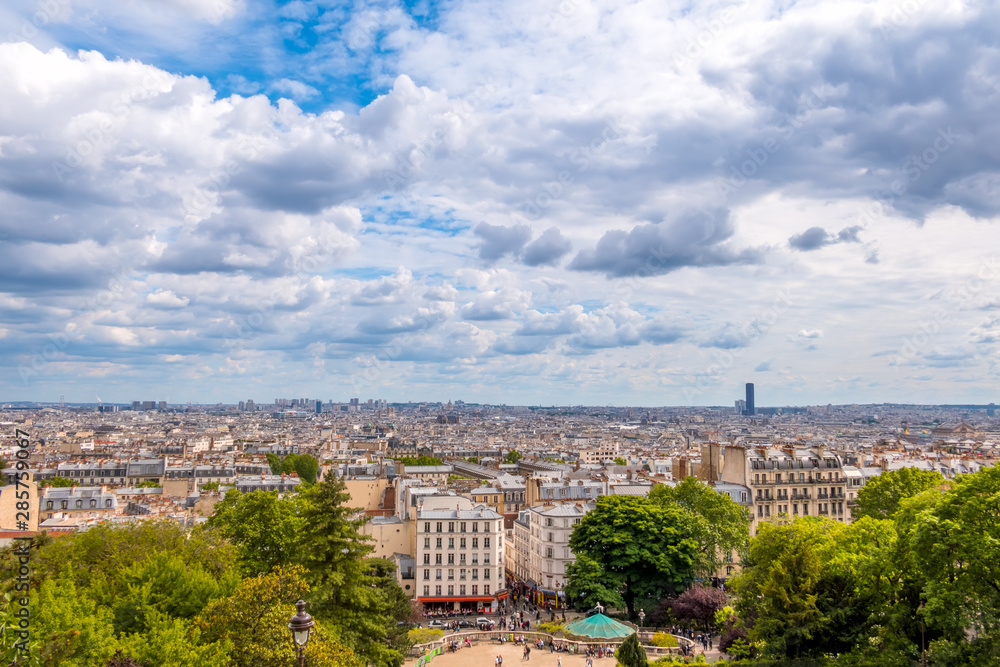 Panoramic View of Paris and Clouds