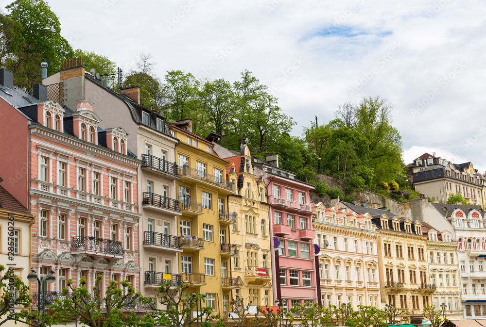 Building facades, old architecture, Karlovy Vary Building facades, old architecture, Karlovy Vary