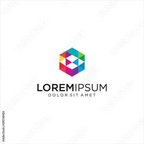 Free Download Abstract Creative Colorful Hexagon Logo Polygonal Icon Design Vector. Cube Logo Template - GFXLoad
