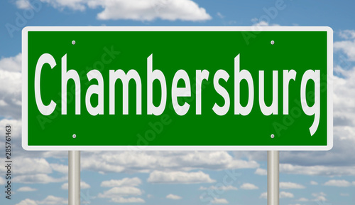 Rendering of a green highway sign for Chambersburg Pennsylvania photo